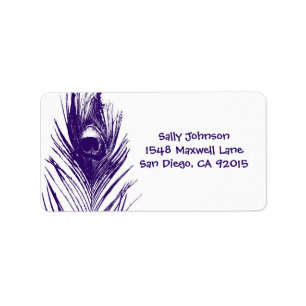 Purple Peacock Feather Address Labels