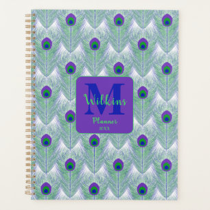 Purple Peacock Feather Green Blue Art Decor Planner