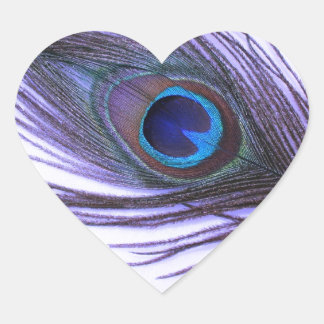 Purple Peacock Feather Heart Sticker