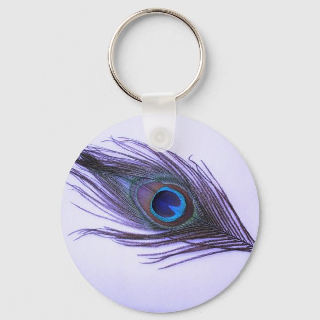 Purple Peacock Feather Key Ring (Front)