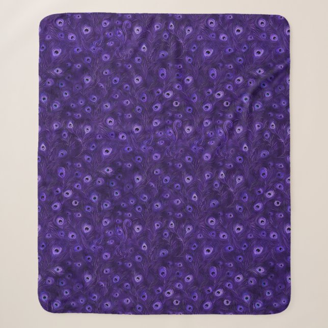 Purple Peacock Feather Sherpa Blanket (Front)