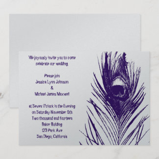 Purple Peacock Feather Wedding Invitation