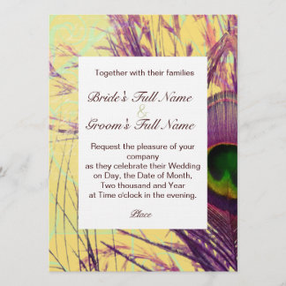 Purple Peacock Feather Wedding Invitation