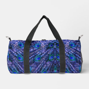 Purple Peacock Feathers Duffle Bag