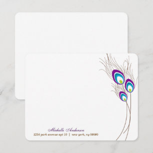Purple Peacock Feathers Flat Note Cards