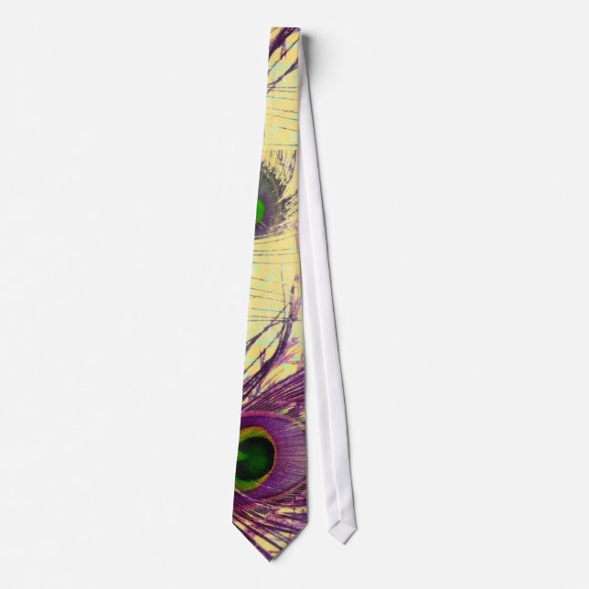 Purple Peacock Feathers Gifts Tie (Front)