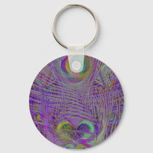 Purple Peacock Feathers Key Ring