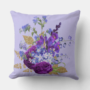 Purple Peacock Image Glitter Reversible Pillow