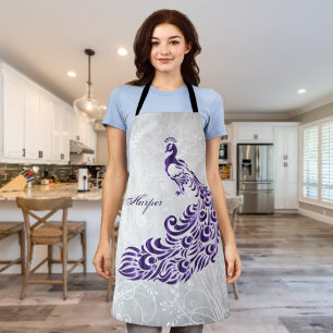 Purple Peacock Personalise Print Apron