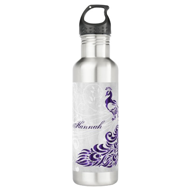 Purple Peacock Personalised 710 Ml Water Bottle (Front)