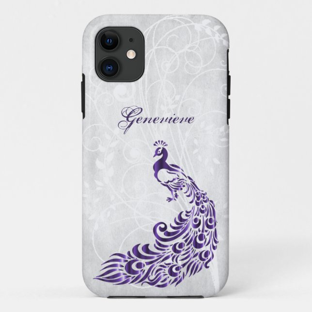 Purple Peacock Personalised Case-Mate iPhone Case (Back)