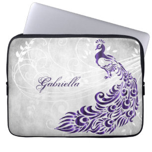 Purple Peacock Personalised Laptop Sleeve