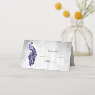Purple Peacock Reception Place Card