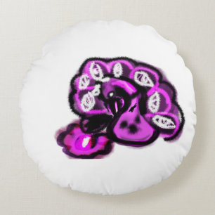 Purple peacock round cushion