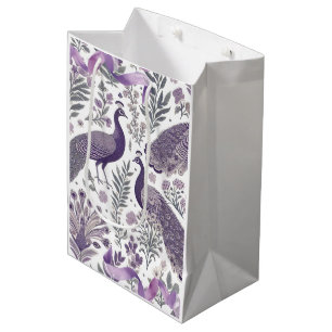 Purple Peacock Toile Gift Bag