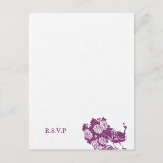 Purple peacock wedding enclose RSVP response card