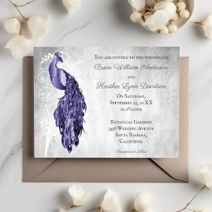 Purple Peacock Wedding Invitation