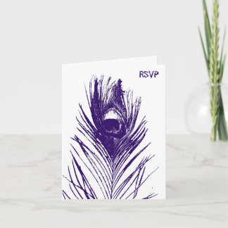 Purple Peacock Wedding RSVP Invitation
