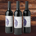 Purple Peacock Wedding Wine Label<br><div class="desc">Personalise a unique wine label for your wedding reception with a Purple Peacock Wedding Wine Label.  Wine Label design features an elegant peacock against delicate foliage and grunge background.  Personalise with the groom and bride's names along with the wedding date. Additional wedding stationery available with this design as well.</div>