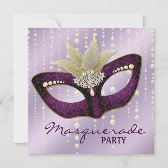 Purple Pearl Masquerade Party Invitation Uk