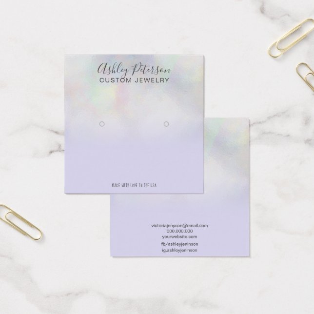 Purple pearl nacre ombre stud earring display (Office)