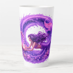 Purple Pearl Seeker Mermaid Fantasy Wave Art Latte Mug