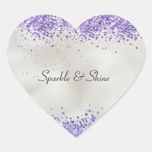 Purple Pearl Silver Sparkle     Heart Sticker