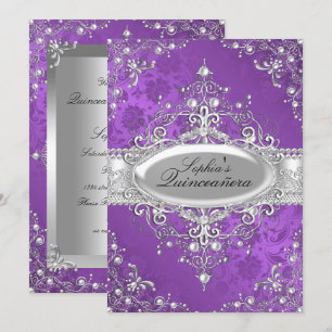 Purple Pearl Vintage Glamour Quinceanera Invitation