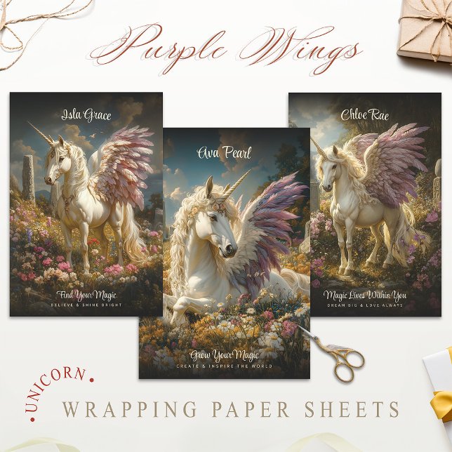 Purple Pegasus Stone Circle Fantasy Mythical Horse Wrapping Paper Sheet (Creator Uploaded)