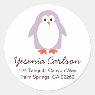 Purple Penguin Address Labels