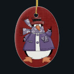 Purple Penguin Ceramic Christmas Ornament<br><div class="desc">Text can be added to this ornament to make a personalised holiday gift. If you need help,  just click on the contact link above to send the designer a personal detailed message.</div>