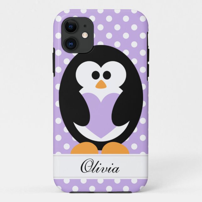 Purple Penguin Love Case-Mate iPhone Case (Back)