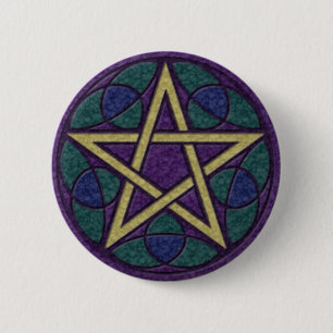 Purple Pentacle Triquetra 6 Cm Round Badge