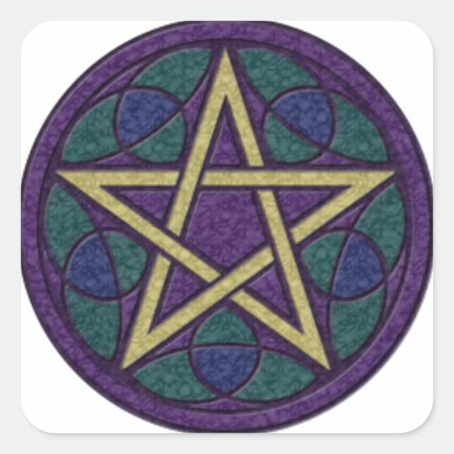 Purple Pentacle Triquetra Square Sticker (Front)