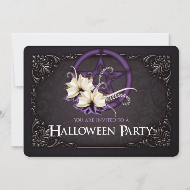Purple Pentagram Halloween Party Invitation (Front)