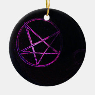 purple pentagram star magnet ceramic tree decoration