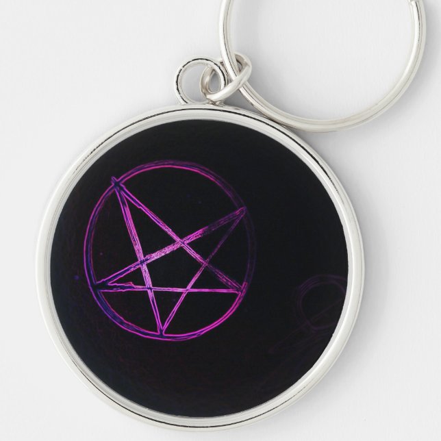 purple pentagram T-Shirt Key Ring (Front)