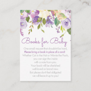 Purple Peonies Books For Baby Invitation Insert