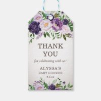 Purple Peonies Floral Baby Girl Shower Thank You