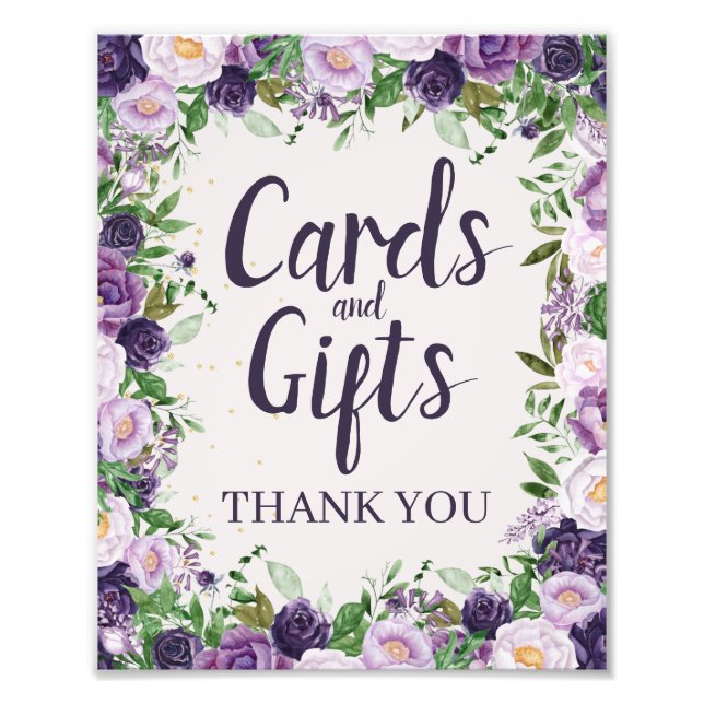 Purple Peonies Floral Cards and Gifts Sign (Front)