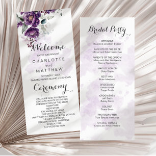 Purple Peonies Floral Wedding Program Invitation