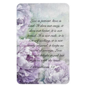 Purple Peonies Love is Patient Love is Kind Magnet