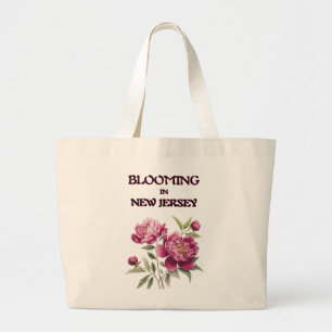 PURPLE PEONIES NEUTRAL FLORAL JUMBO TOTE BAG