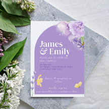Purple Peonies Romance Wedding Invitation