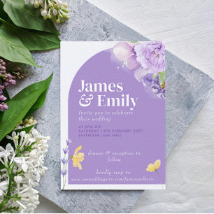 Purple Peonies Romance Wedding Invitation