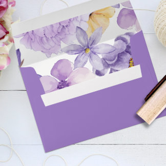 Purple Peonies Wedding Invitation Envelope