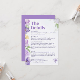 Purple Peonies Wedding Invite Enclosure Card