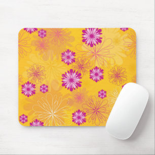 Purple Peonies Yellow Floral Garden Spring Flowers Mouse Mat