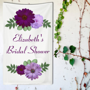 Purple Peony Floral Bridal Shower Banner