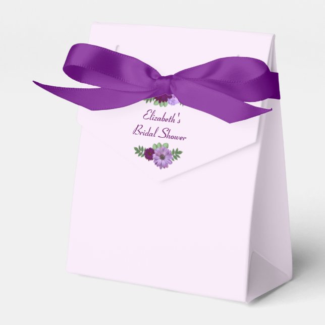 Purple Peony Floral Bridal Shower Favour Box (Front Side)